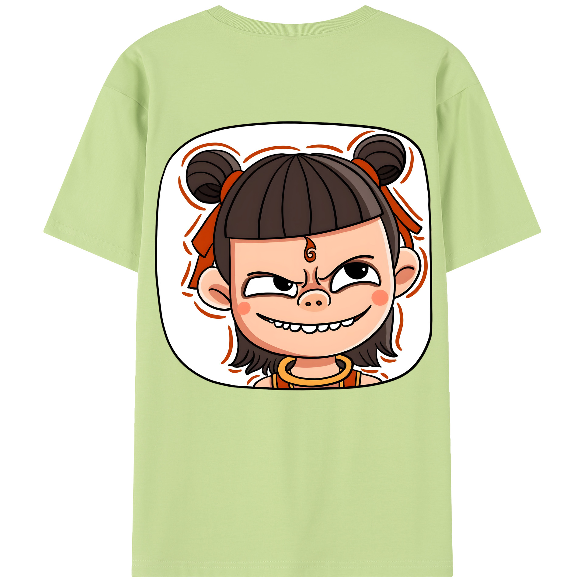 （画像用） Ne Zha 2 ナタ 魔童の大暴れ 綿100％半袖Tシャツ（背面プリント）